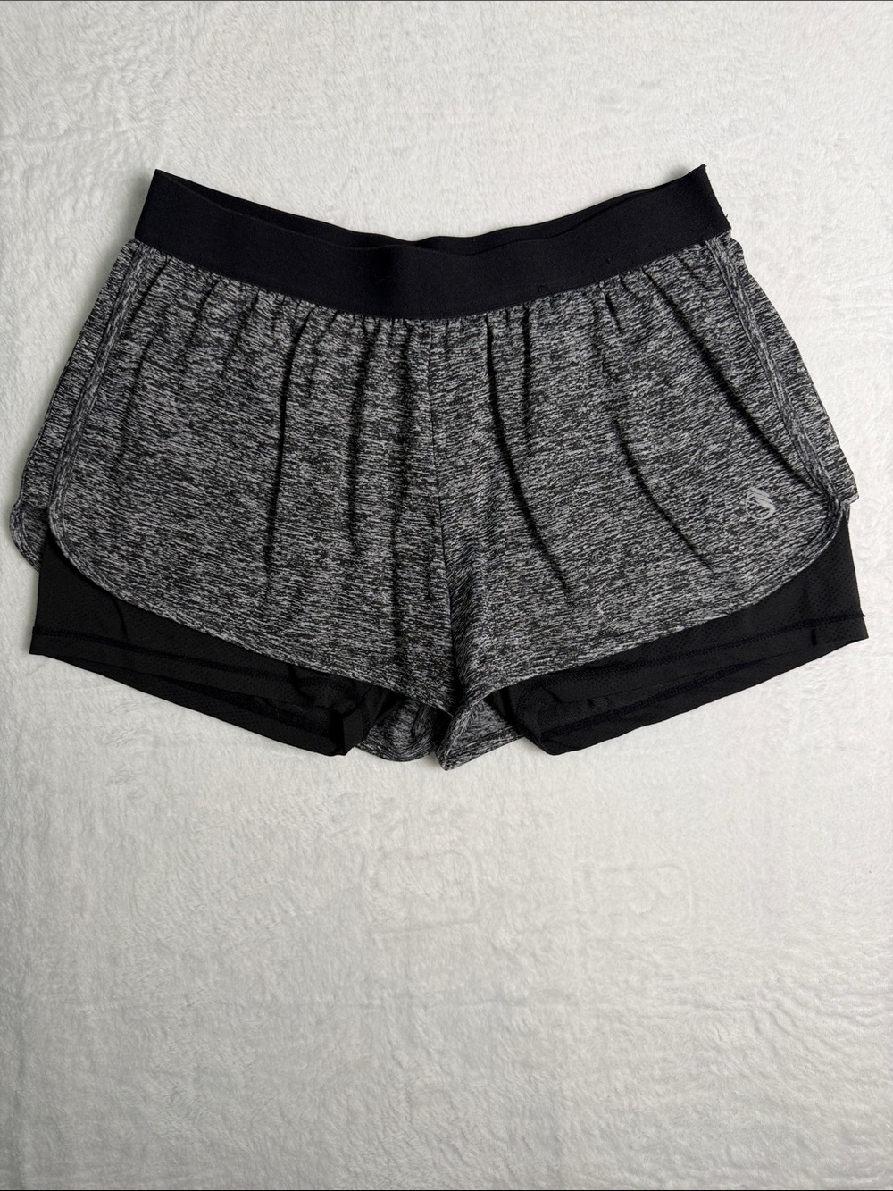 Women's Gray Double-Layer Athletic Shorts Size Large